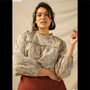 NWT Anthropologie Let Me Be Maple Ruffled Blouse